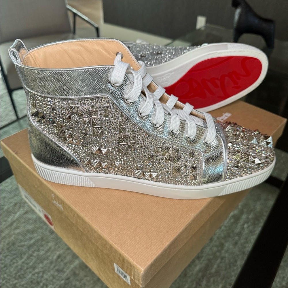 Christian Louboutin Silver Studded Sneakers